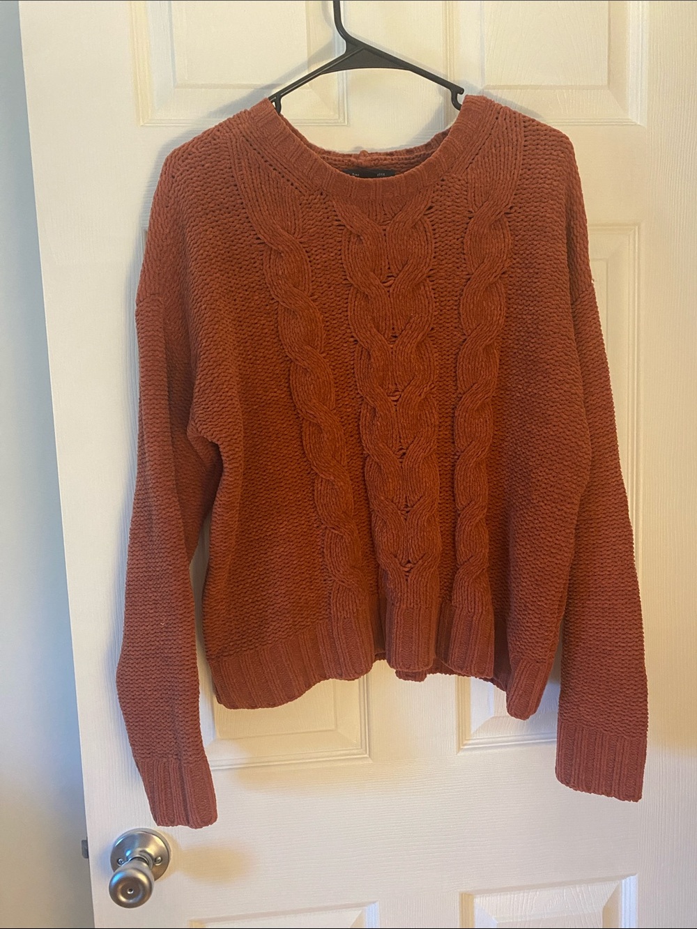 American Eagle Outfitters Cable Knit Crewneck Sweater - Rust